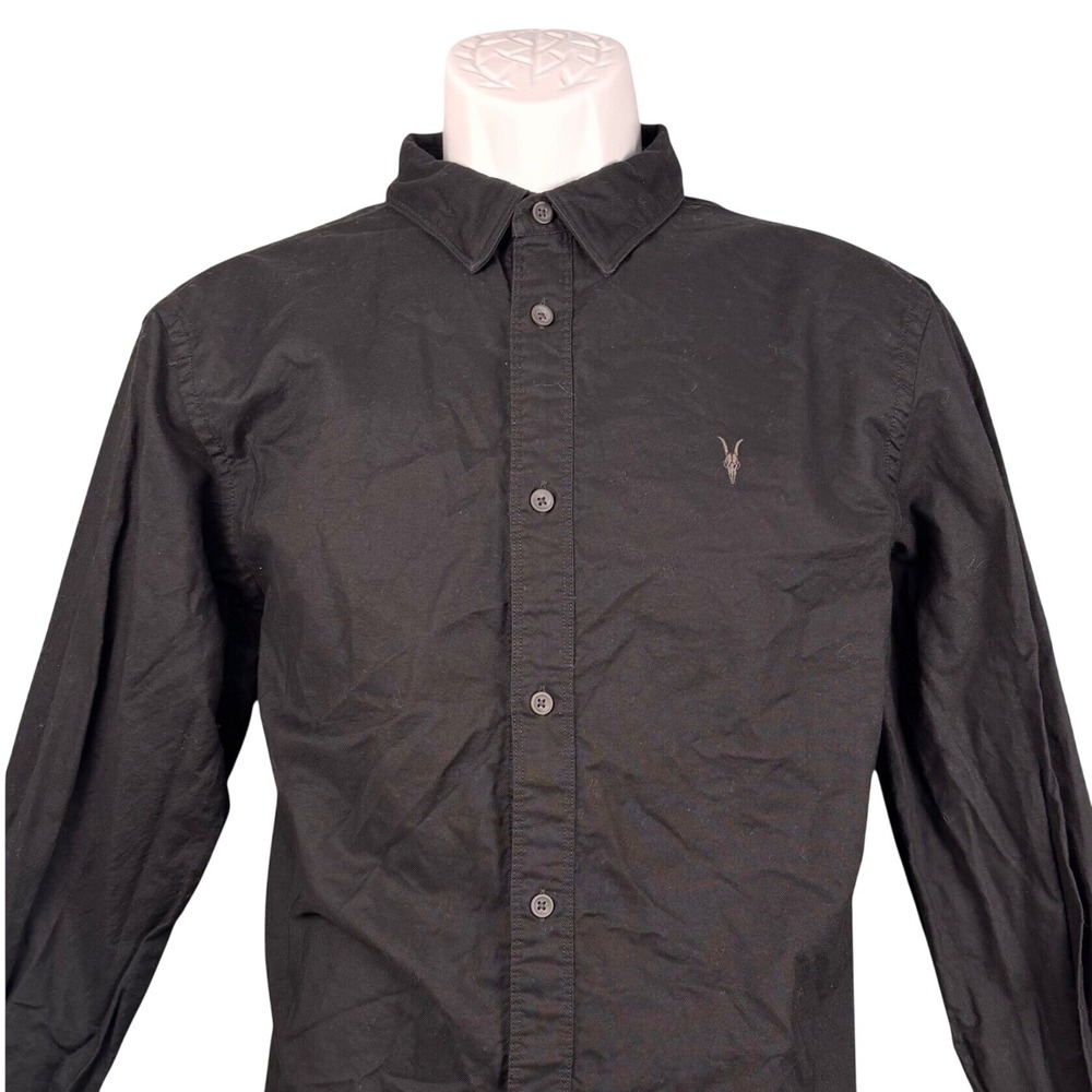 AllSaints Mens Black Organic Cotton Ramskull Button Down Shirt Large AS411929W